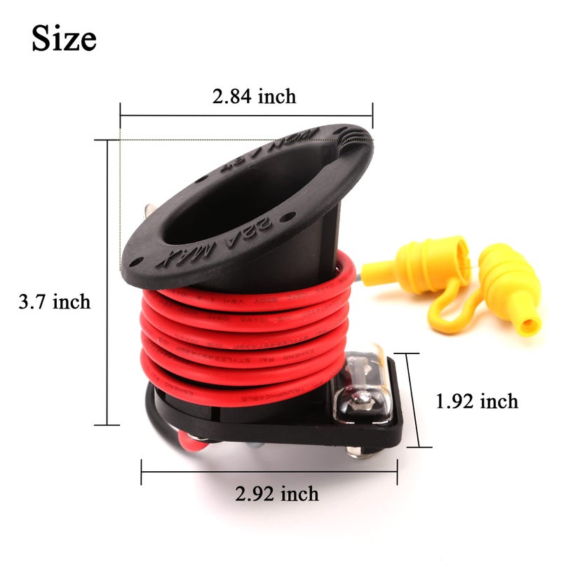 9.99WORLD MALL 48 Volt Charger Receptacle and Fuse Assembly for Club Car DS 2000-up Electric Golf Cart, OEM# 1018021-01 1018468-01 - Image 3